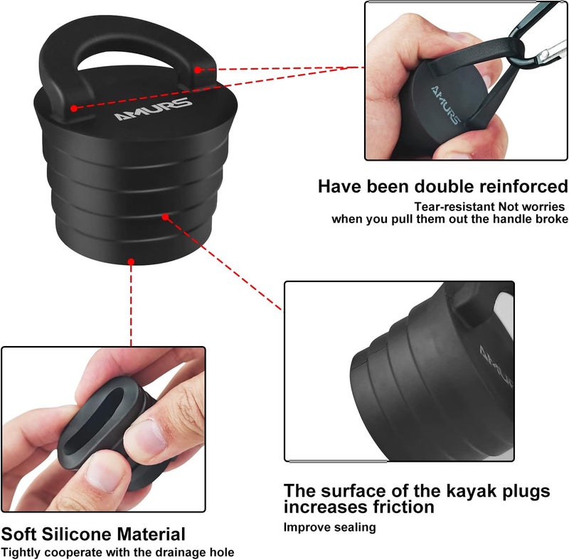 AMURS Kayak Scupper Plug Kit Scupper Plugs Drain Holes Stopper with Silicone Handle Universal Kayak Plugs for sit on top of Kayak Canoe Boat - Image 5